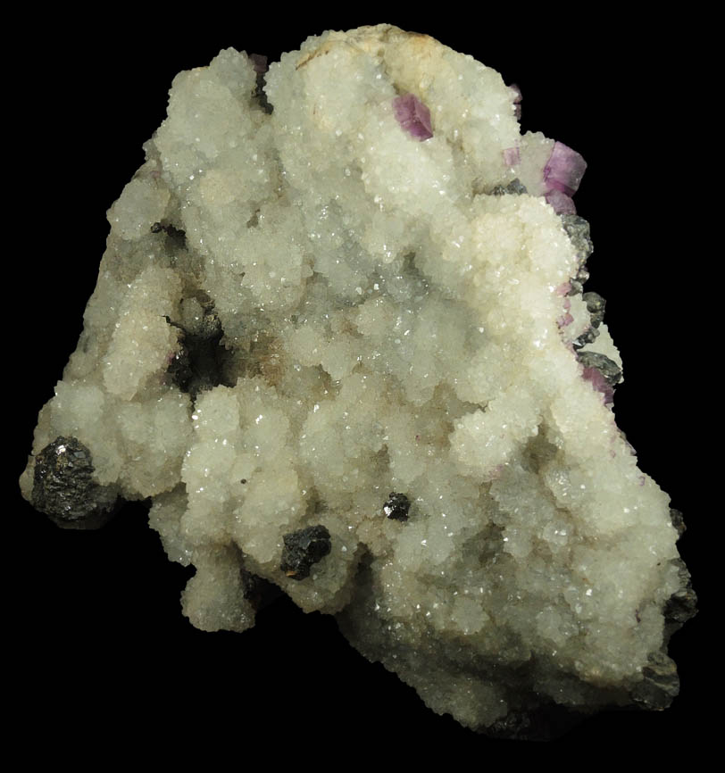 Fluorite and Sphalerite on Quartz from Cave-in-Rock District, Hardin County, Illinois