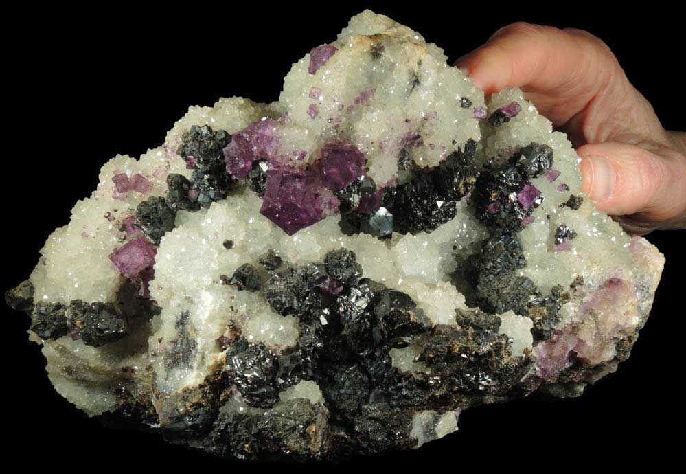 Fluorite and Sphalerite on Quartz from Cave-in-Rock District, Hardin County, Illinois