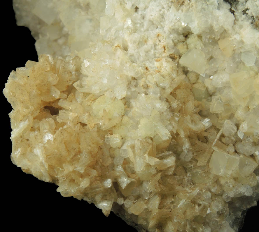 Stilbite, Prehnite, Calcite, Quartz from Upper New Street Quarry, Paterson, Passaic County, New Jersey