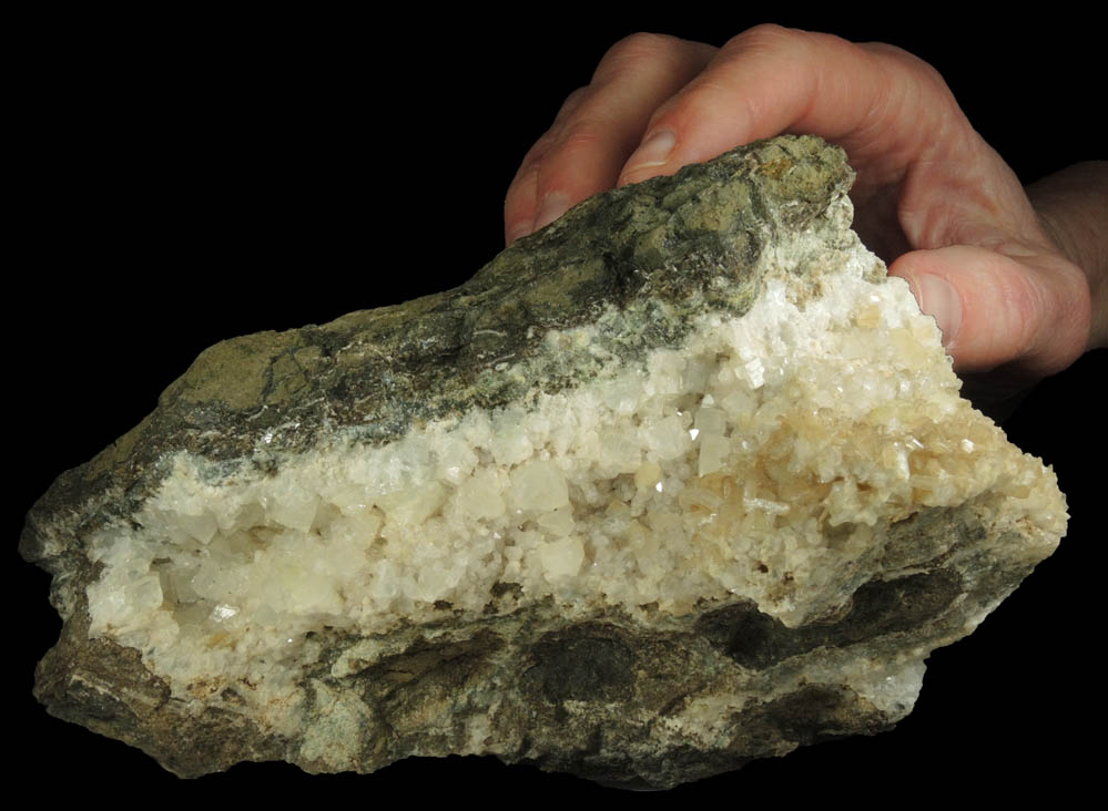 Stilbite, Prehnite, Calcite, Quartz from Upper New Street Quarry, Paterson, Passaic County, New Jersey