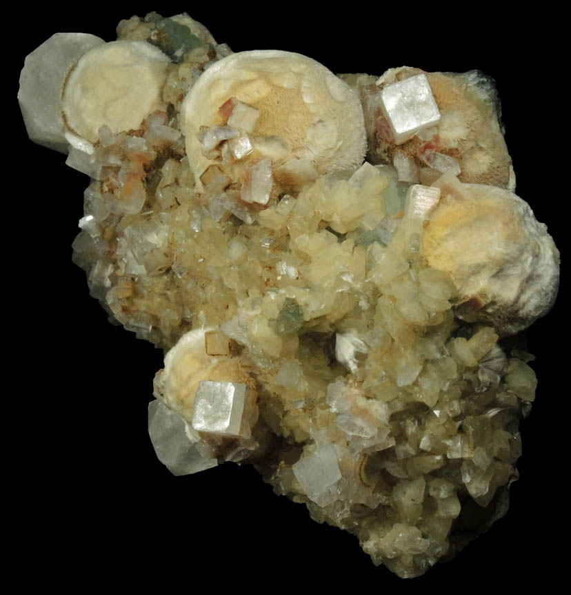Apophyllite, Pectolite, Heulandite, Prehnite from Prospect Park Quarry, Prospect Park, Passaic County, New Jersey