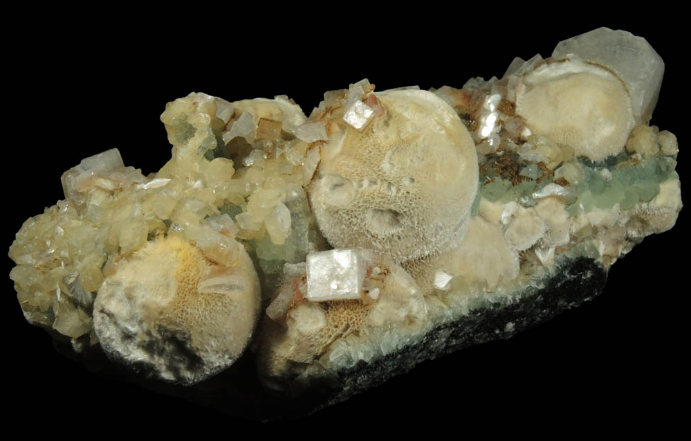 Apophyllite, Pectolite, Heulandite, Prehnite from Prospect Park Quarry, Prospect Park, Passaic County, New Jersey