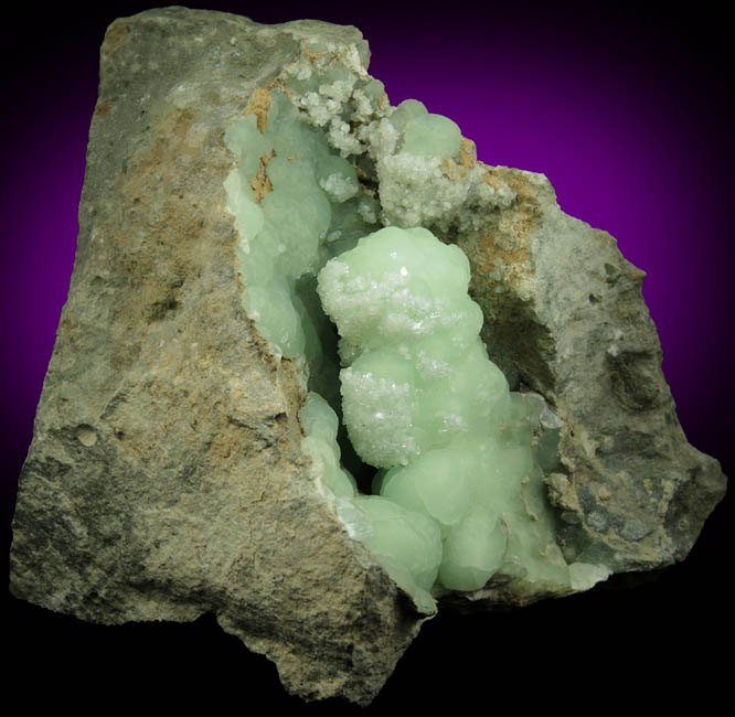 Apophyllite over Prehnite from Millington Quarry, Bernards Township, Somerset County, New Jersey