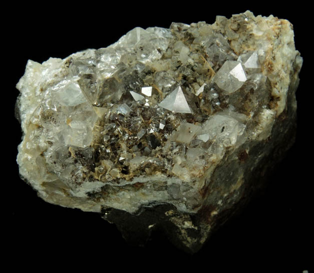 Quartz var. Smoky Quartz with Goethite inclusions and minor Calcite from Millington Quarry, Bernards Township, Somerset County, New Jersey