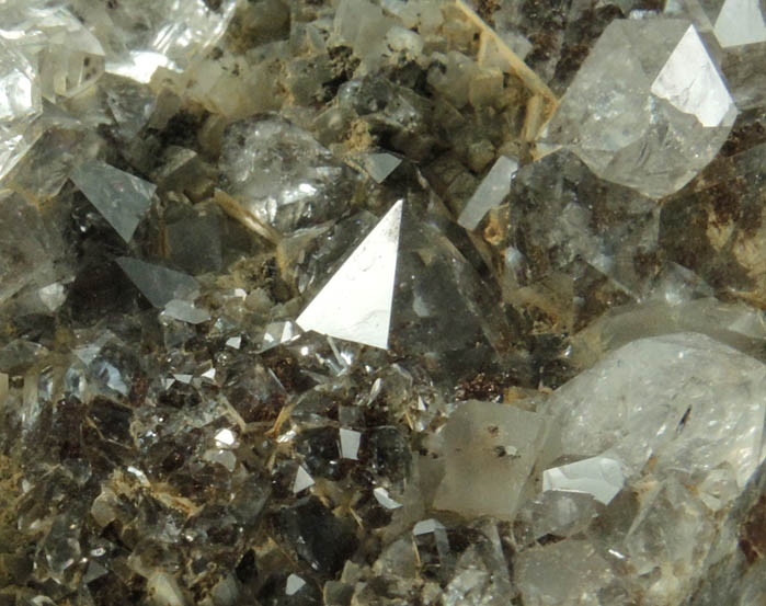 Quartz var. Smoky Quartz with Goethite inclusions and minor Calcite from Millington Quarry, Bernards Township, Somerset County, New Jersey