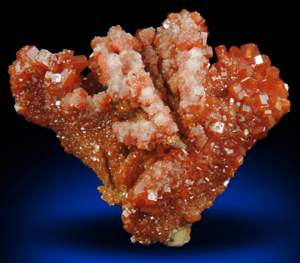 Vanadinite with Calcite over Barite from Mibladen, Haute Moulouya Basin, Zeida-Aouli-Mibladen belt, Midelt Province, Morocco