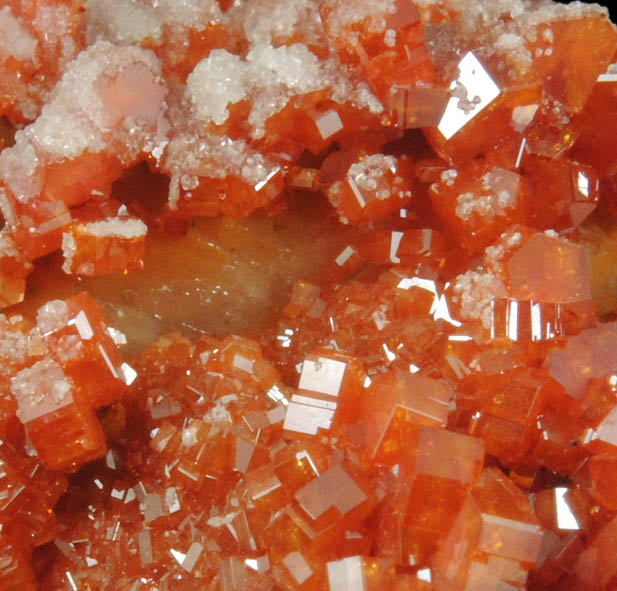 Vanadinite with Calcite over Barite from Mibladen, Haute Moulouya Basin, Zeida-Aouli-Mibladen belt, Midelt Province, Morocco