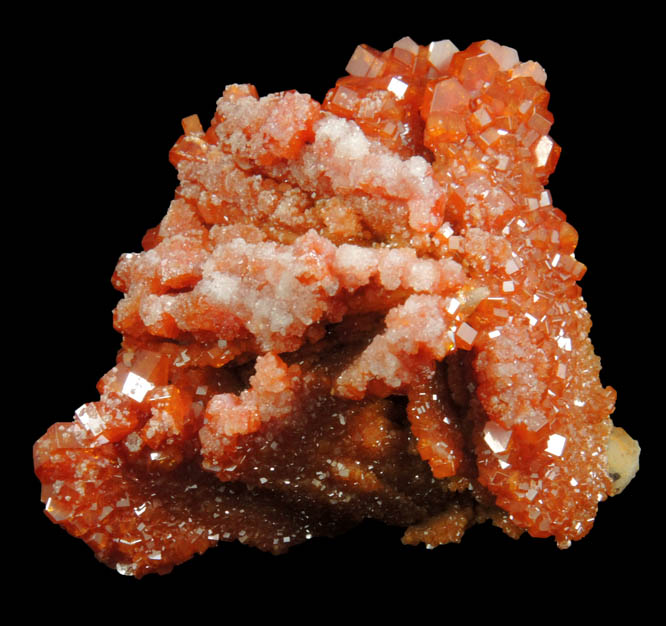 Vanadinite with Calcite over Barite from Mibladen, Haute Moulouya Basin, Zeida-Aouli-Mibladen belt, Midelt Province, Morocco