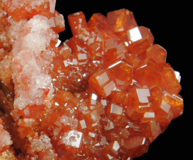 Vanadinite with Calcite over Barite from Mibladen, Haute Moulouya Basin, Zeida-Aouli-Mibladen belt, Midelt Province, Morocco