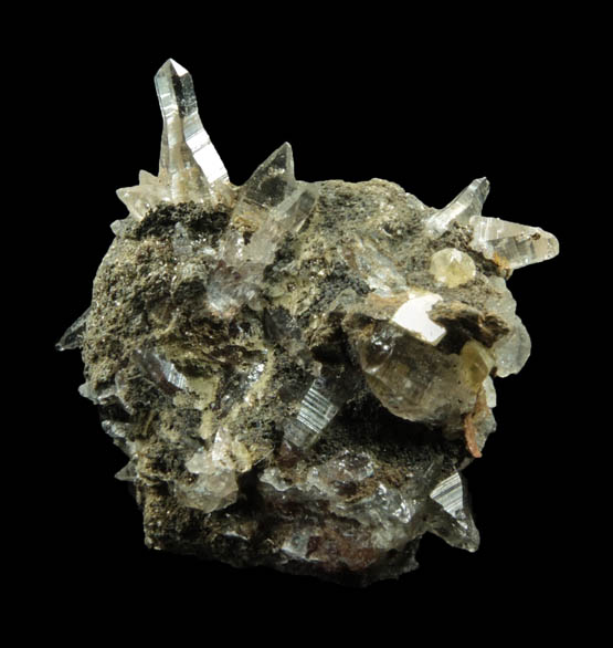 Quartz (Tessin habit and reverse-scepters) on Almandine with Magnesite from Becker Quarry, West Willington, Tolland County, Connecticut
