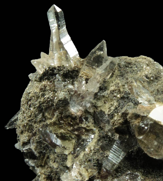 Quartz (Tessin habit and reverse-scepters) on Almandine with Magnesite from Becker Quarry, West Willington, Tolland County, Connecticut