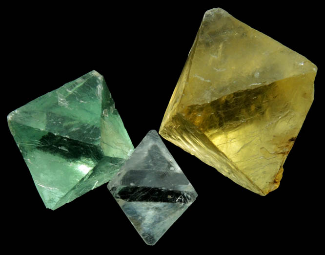 Fluorite (3 cleavages in various colors) from Hardin County, Illinois