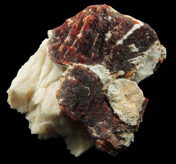 Zincite, Willemite, Calcite from Sterling Mine, Ogdensburg, Sterling Hill, Sussex County, New Jersey (Type Locality for Zincite)