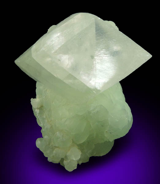 Calcite on Prehnite from Millington Quarry, Bernards Township, Somerset County, New Jersey