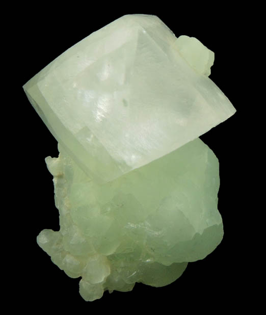 Calcite on Prehnite from Millington Quarry, Bernards Township, Somerset County, New Jersey