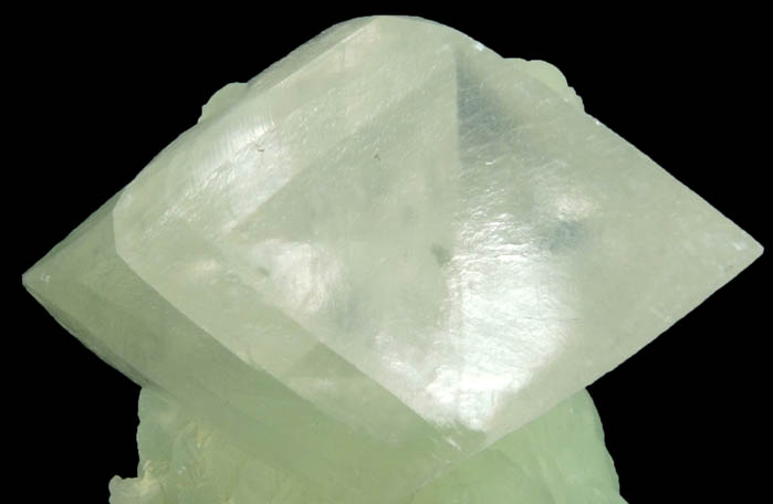 Calcite on Prehnite from Millington Quarry, Bernards Township, Somerset County, New Jersey