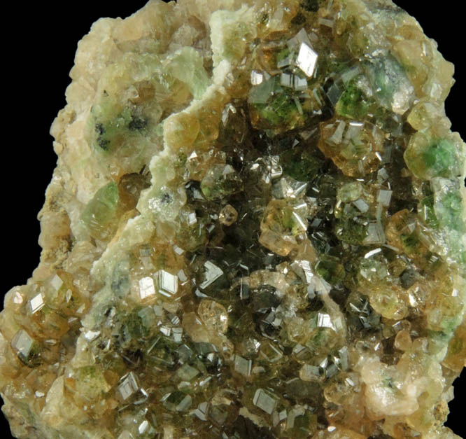 Grossular Garnet (with green phantom-growth zones) from Jeffrey Mine, Asbestos, Qubec, Canada