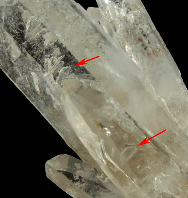 Quartz with negative crystal cavities and inclusions from Biedell Creek Quartz Prospects, Crystal Hill, 12.5 km northwest of La Garita, Saguache County, Colorado