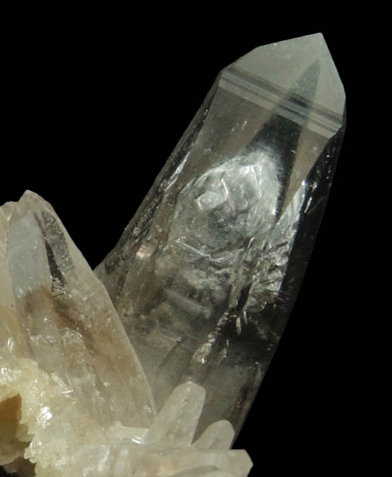 Quartz with phantom-growth zone of negative crystal cavities from Biedell Creek Quartz Prospects, Crystal Hill, 12.5 km northwest of La Garita, Saguache County, Colorado