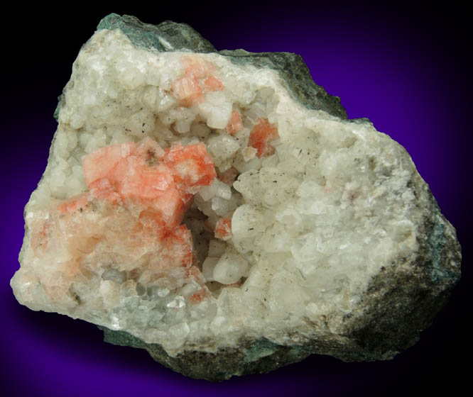 Chabazite on Calcite from Upper New Street Quarry, Paterson, Passaic County, New Jersey