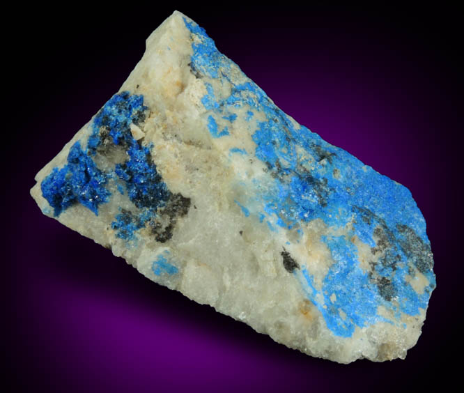 Linarite on Quartz from Sunshine No. 3 Adit, Blanchard Mine, Hansonburg District, 8.5 km south of Bingham, Socorro County, New Mexico