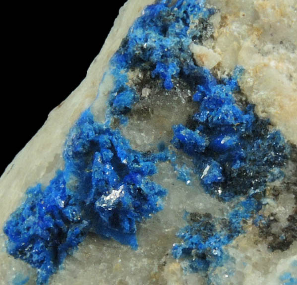 Linarite on Quartz from Sunshine No. 3 Adit, Blanchard Mine, Hansonburg District, 8.5 km south of Bingham, Socorro County, New Mexico