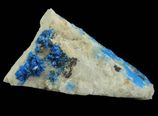 Linarite on Quartz from Sunshine No. 3 Adit, Blanchard Mine, Hansonburg District, 8.5 km south of Bingham, Socorro County, New Mexico