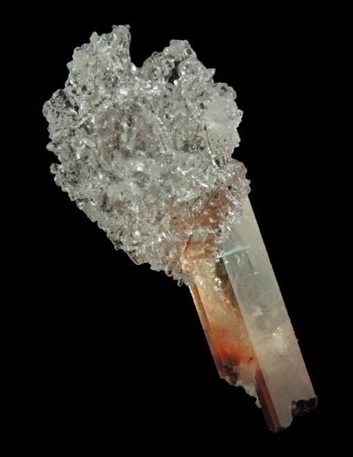 Hyalite Opal on Topaz with Rutile inclusions from Durango, Mexico