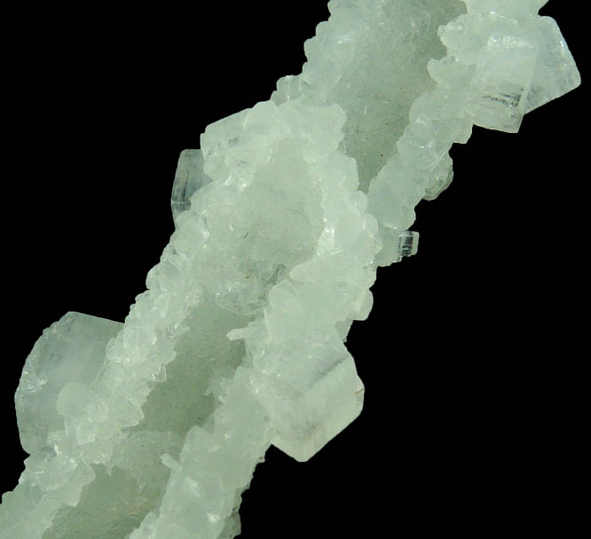 Apophyllite on Prehnite pseudomorphs after Laumontite from Mumbai District, Maharashtra, India