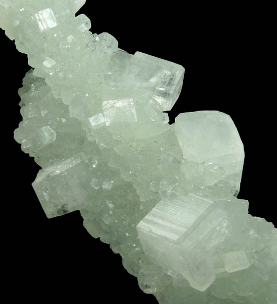 Apophyllite on Prehnite pseudomorphs after Laumontite from Mumbai District, Maharashtra, India