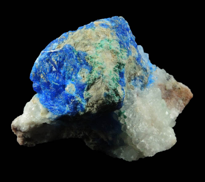 Linarite and Brochantite on Anglesite pseudomorph after Galena from Blanchard Mine, Hansonburg District, 8.5 km south of Bingham, Socorro County, New Mexico