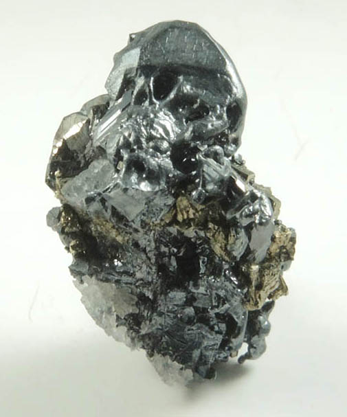 Stephanite, Acanthite, Chalcopyrite, Quartz from Proano Mine, San Luis Shaft, Fresnillo District, Zacatecas, Mexico