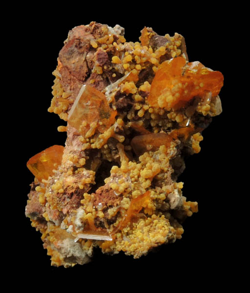 Wulfenite with Mimetite from Rowley Mine, 20 km northwest of Theba, Painted Rock Mountains, Maricopa County, Arizona