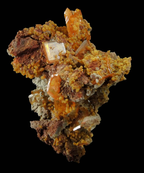 Wulfenite with Mimetite from Rowley Mine, 20 km northwest of Theba, Painted Rock Mountains, Maricopa County, Arizona