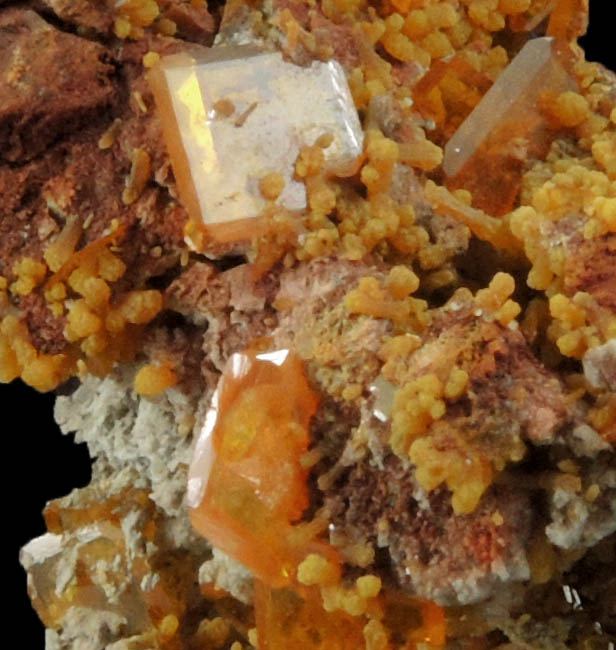 Wulfenite with Mimetite from Rowley Mine, 20 km northwest of Theba, Painted Rock Mountains, Maricopa County, Arizona