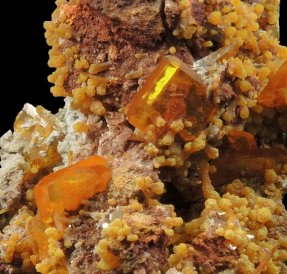 Wulfenite with Mimetite from Rowley Mine, 20 km northwest of Theba, Painted Rock Mountains, Maricopa County, Arizona