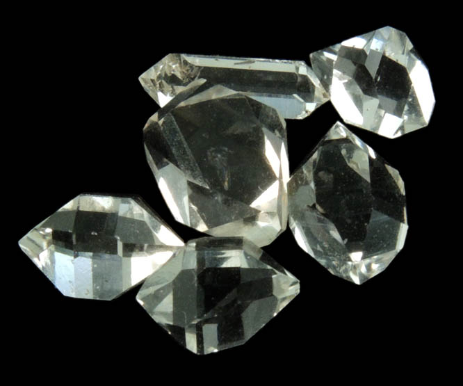 Quartz var. Herkimer Diamonds (set of 6 crystals) from Hickory Hill Diamond Diggings, Fonda, Montgomery County, New York