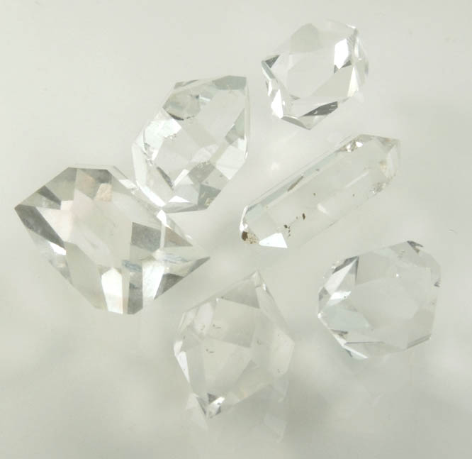 Quartz var. Herkimer Diamonds (set of 6 crystals) from Hickory Hill Diamond Diggings, Fonda, Montgomery County, New York