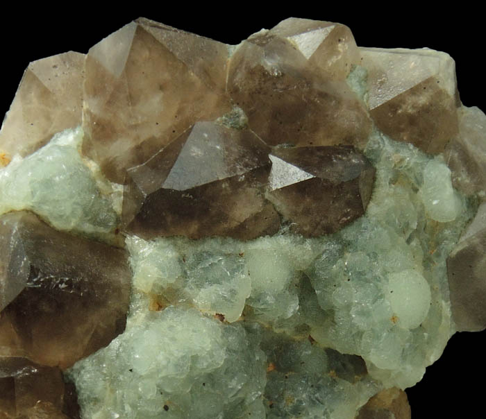 Prehnite on Smoky Quartz from Lower New Street Quarry, Paterson, Passaic County, New Jersey