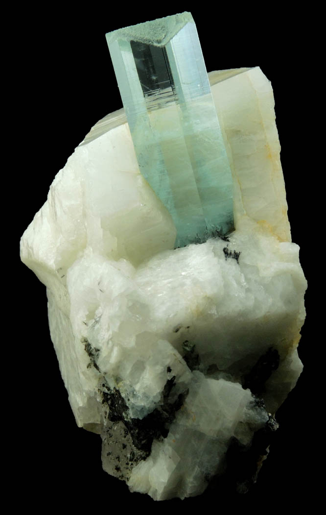 Beryl var. Aquamarine in Microcline from Nyet Bruk, Braldu Valley, Skardu District, Gilgit-Baltistan, Pakistan