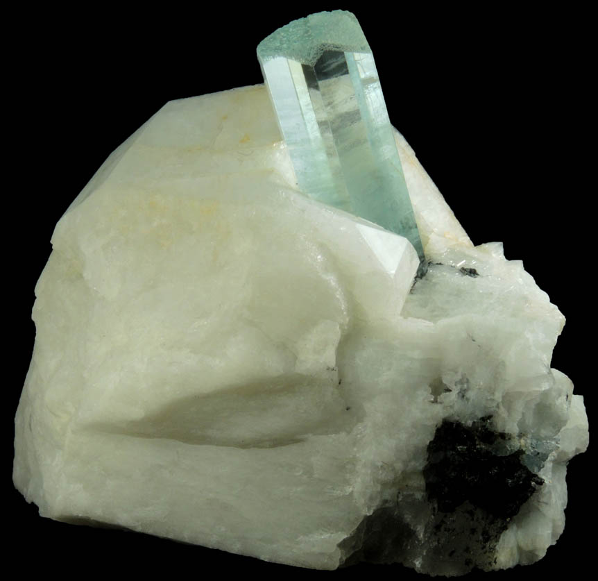 Beryl var. Aquamarine in Microcline from Nyet Bruk, Braldu Valley, Skardu District, Gilgit-Baltistan, Pakistan