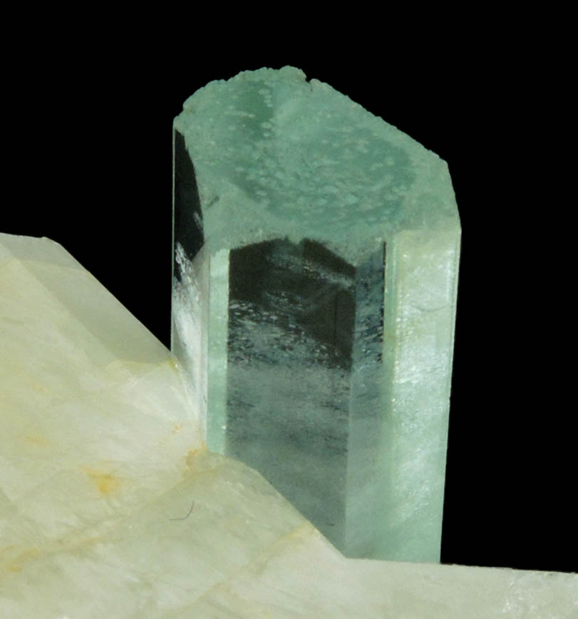 Beryl var. Aquamarine in Microcline from Nyet Bruk, Braldu Valley, Skardu District, Gilgit-Baltistan, Pakistan