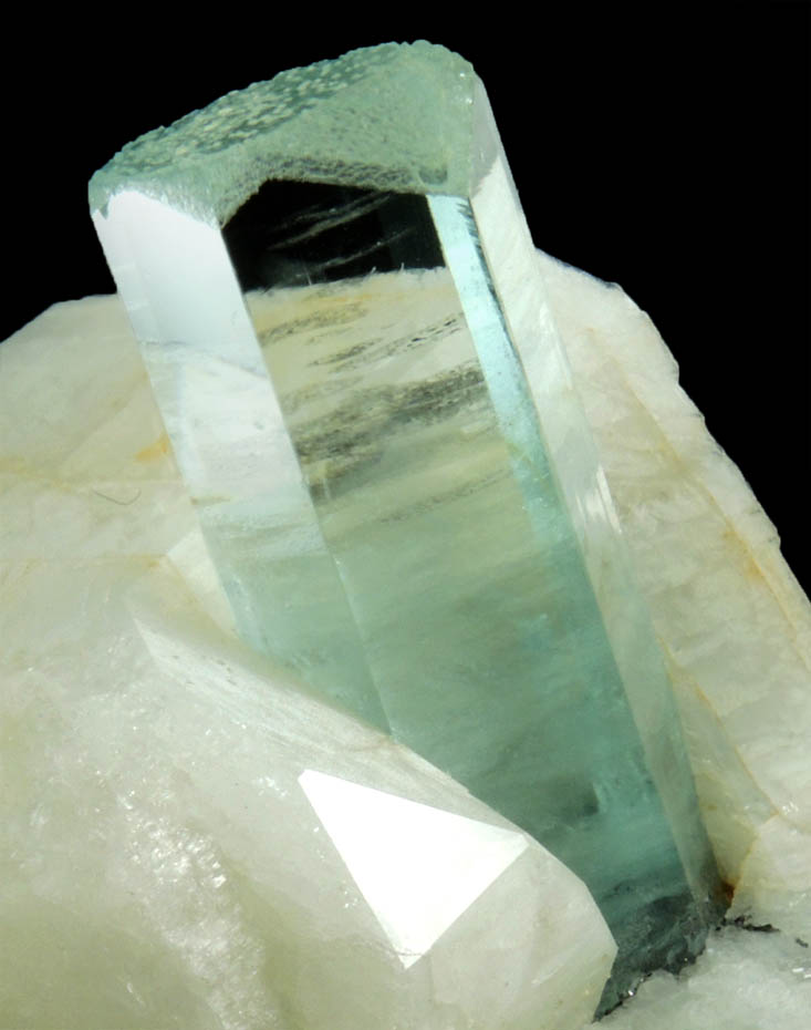 Beryl var. Aquamarine in Microcline from Nyet Bruk, Braldu Valley, Skardu District, Gilgit-Baltistan, Pakistan