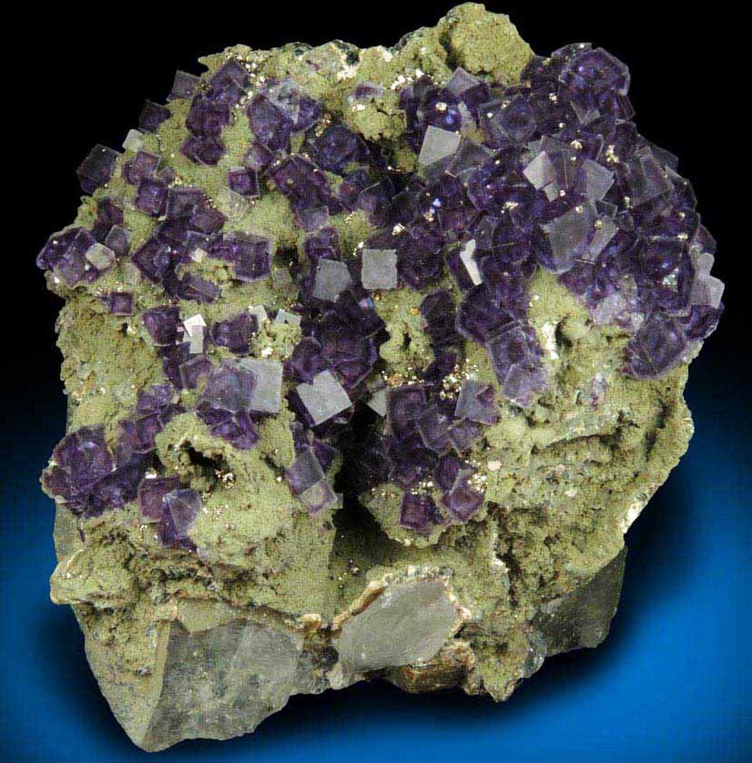 Fluorite with Pyrite and Siderite over Quartz from Panasqueira Mine, Barroca Grande, 21 km. west of Fundao, Castelo Branco, Portugal