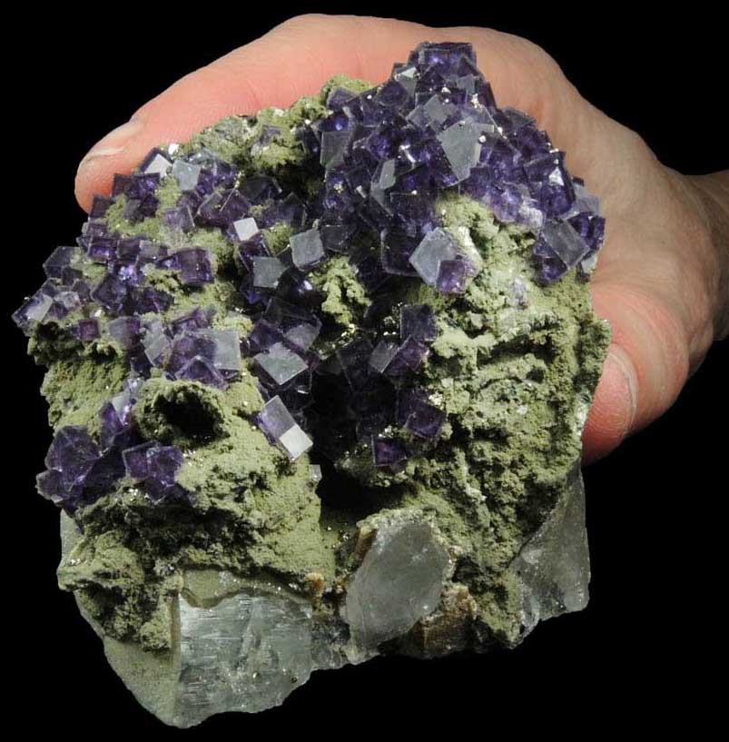 Fluorite with Pyrite and Siderite over Quartz from Panasqueira Mine, Barroca Grande, 21 km. west of Fundao, Castelo Branco, Portugal