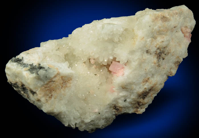 Rhodochrosite on Quartz from Silverton District, San Juan County, Colorado