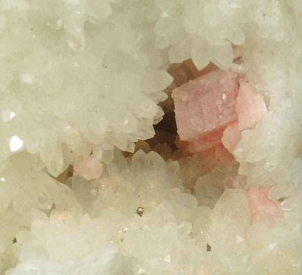 Rhodochrosite on Quartz from Silverton District, San Juan County, Colorado