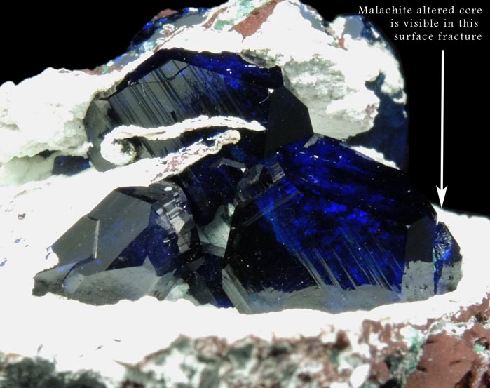 Azurite internally altered to Malachite from Morenci Mine, Clifton District, Greenlee County, Arizona