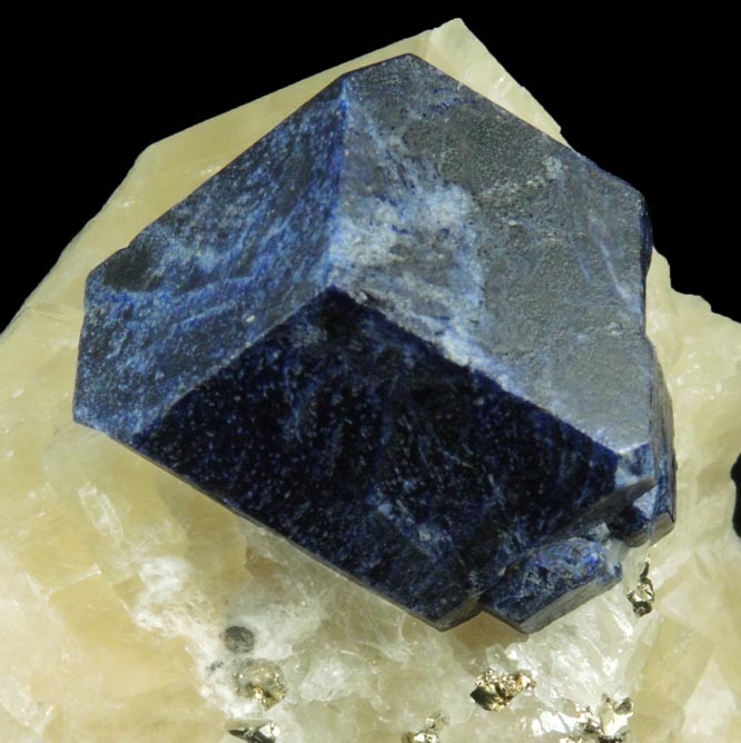 Lazurite var. Lapis Lazuli with Pyrite in marble from Sar-e-Sang, Kokscha Valley, Badakshan, Afghanistan (Type Locality for Lazurite)