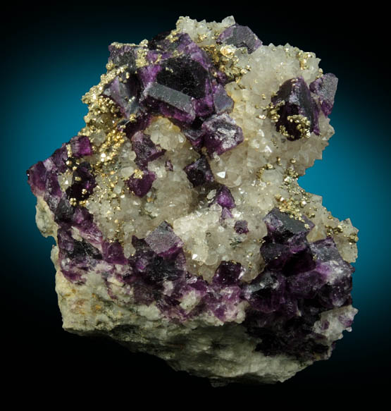 Fluorite, Pyrite, Quartz from Yaogangxian Mine, Nanling Mountains, Hunan, China